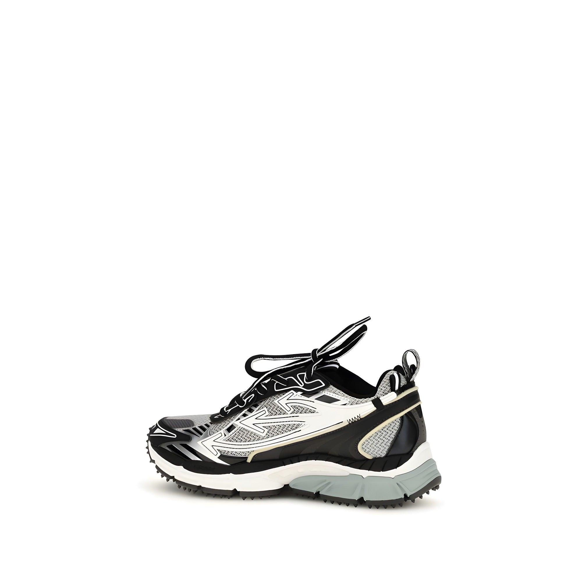 Off-White Gray Polyester Athletic Sneakers