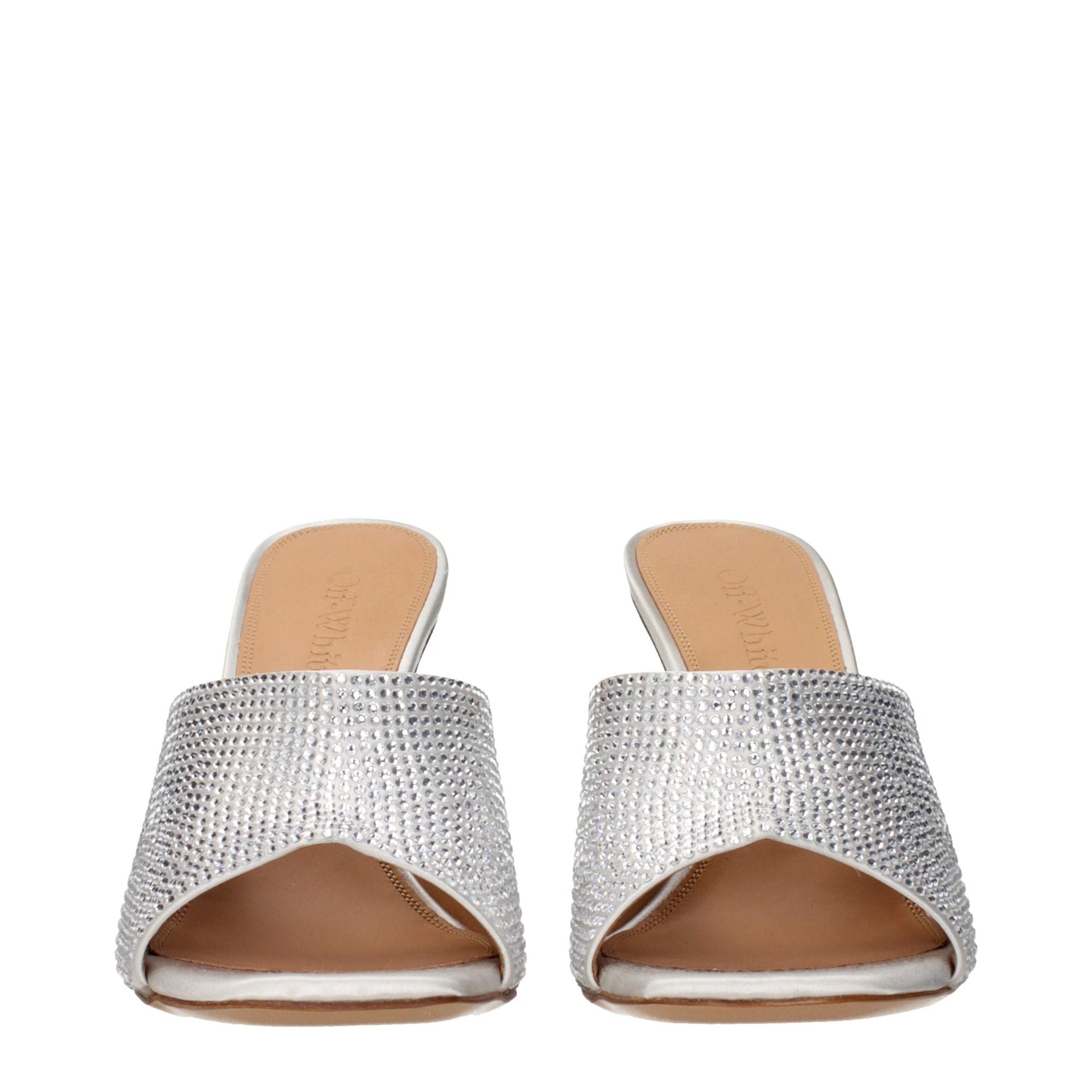 Sandale stiletto Off-White din satin gri