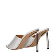 Sandale stiletto Off-White din satin gri