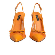 Pantofi cu toc Dolce & Gabbana Orange Leather Mesh Slingback