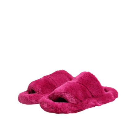 Dolce & Gabbana Pink Acrylic Faux Fur Flat Sandals