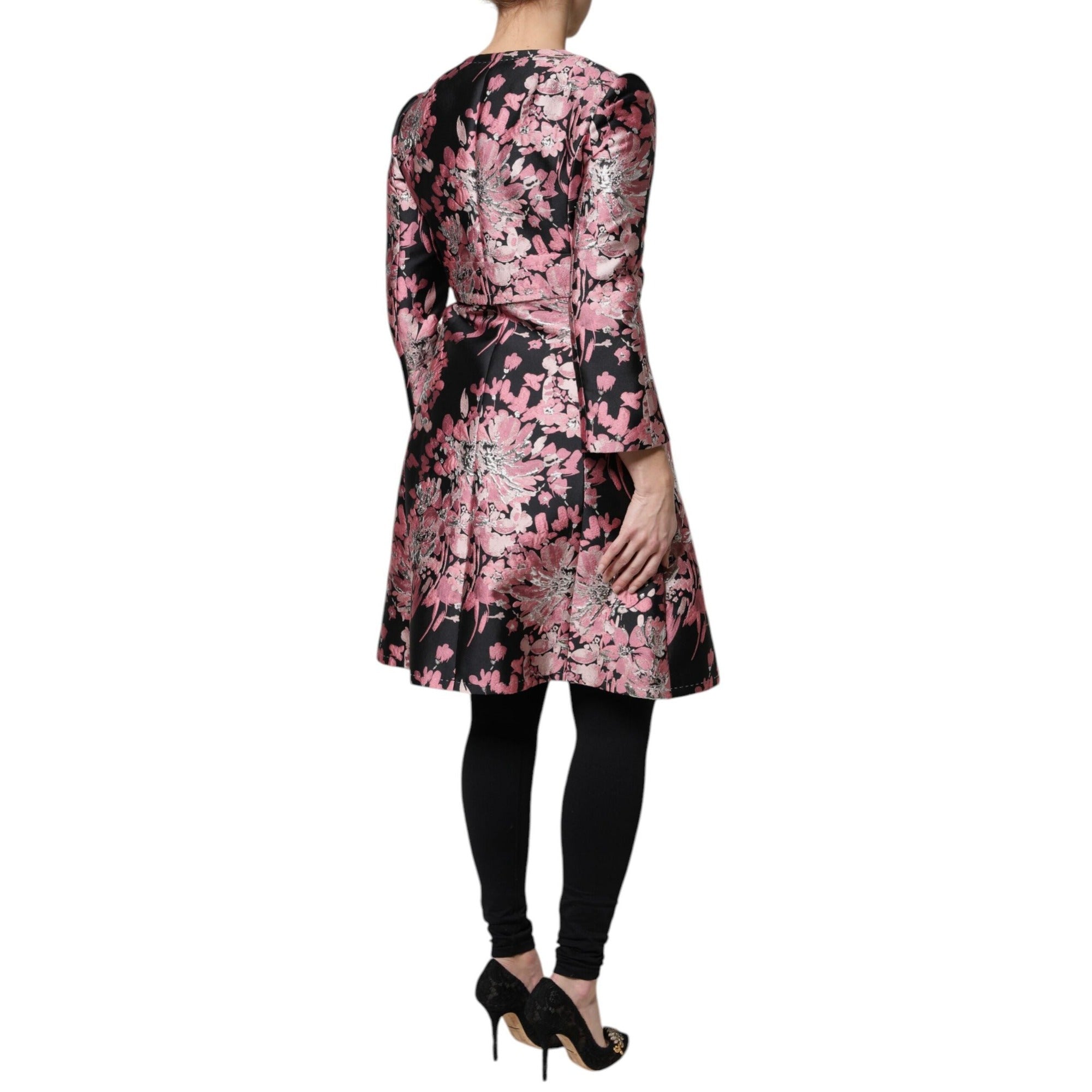 Dolce & Gabbana Jachetă Trench din Brocart Floral Roz cu Negru