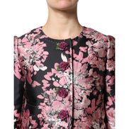 Dolce & Gabbana Jachetă Trench din Brocart Floral Roz cu Negru