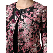 Dolce & Gabbana Jachetă Trench din Brocart Floral Roz cu Negru