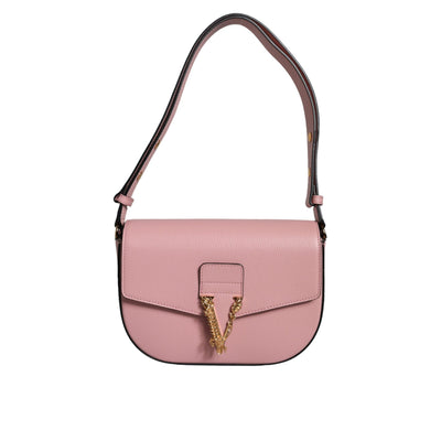 Geantă de umăr crossbody Versace Pink Grainy cu logo