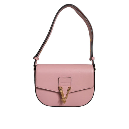 Geantă de umăr crossbody Versace Pink Grainy cu logo