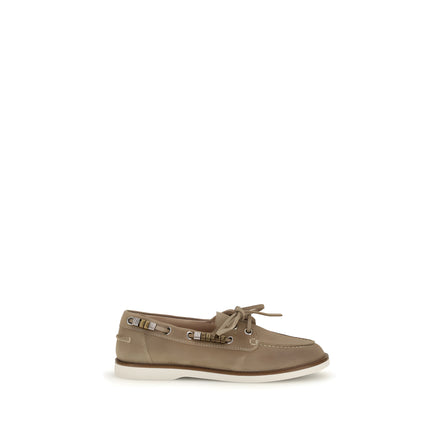 Loafers PINKO Grace din piele întoarsă bej