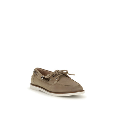 Loafers PINKO Grace din piele întoarsă bej