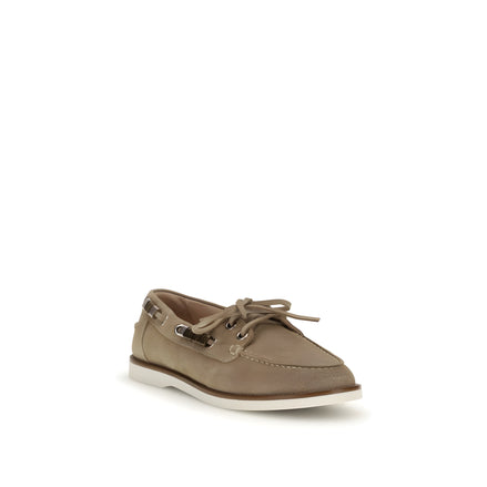 Loafers PINKO Grace din piele întoarsă bej