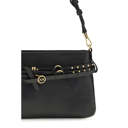 PINKO Black Buckles Shoulder Bag