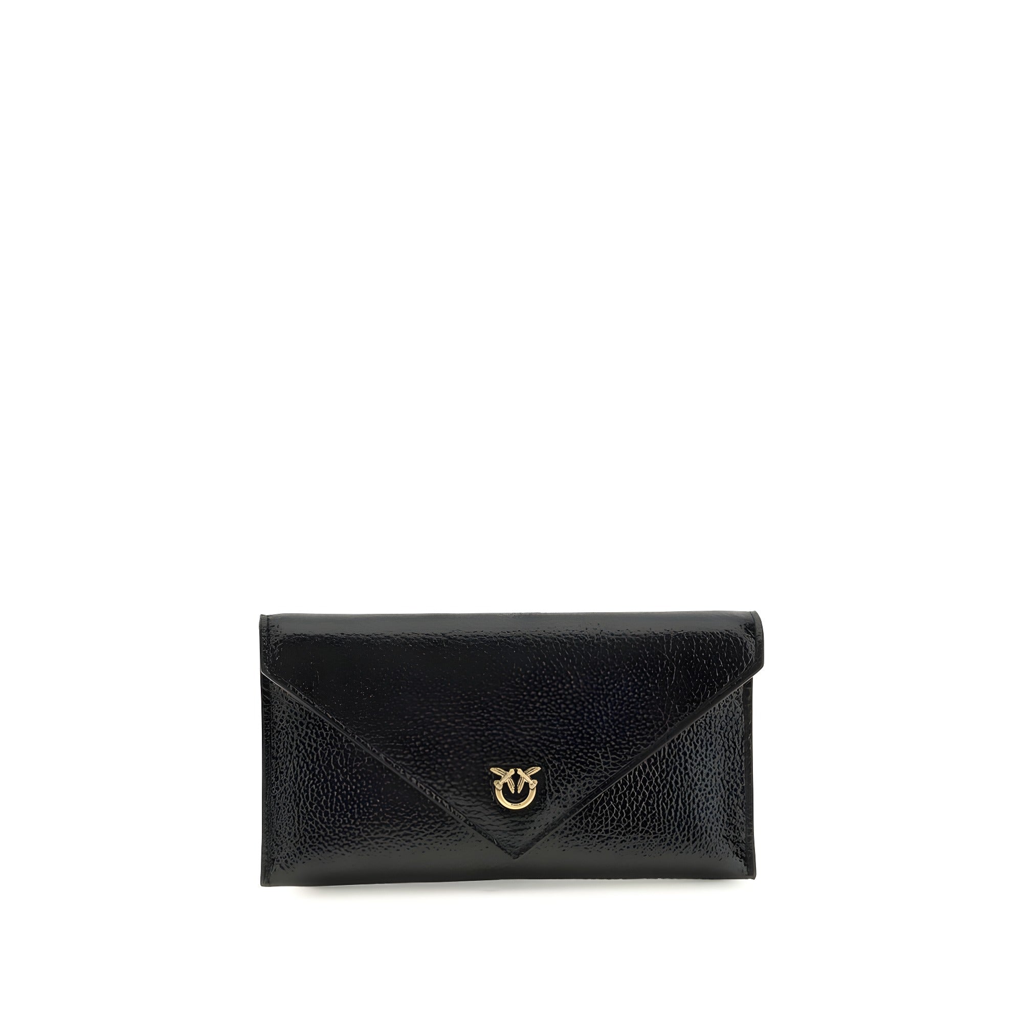PINKO Black Calf Leather Clutch Bag