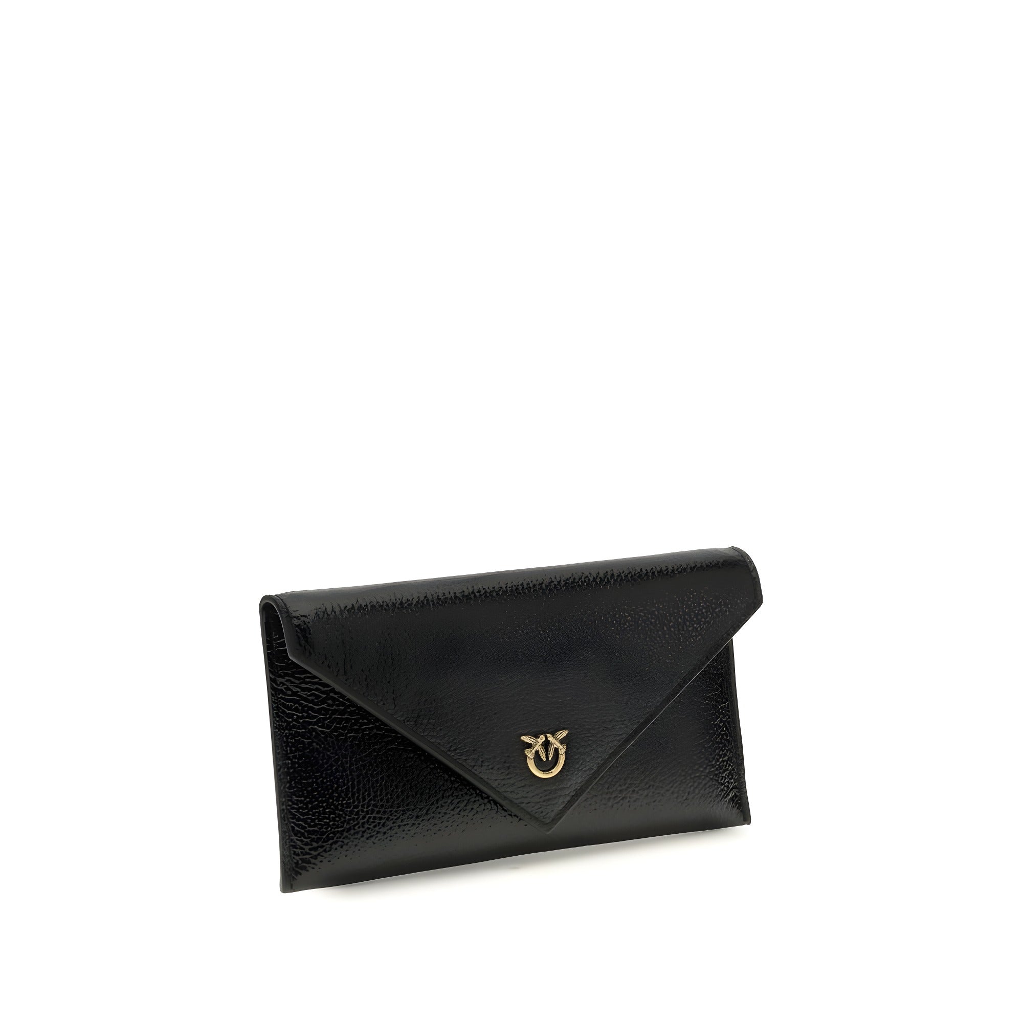 PINKO Black Calf Leather Clutch Bag