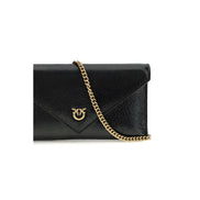 PINKO Black Calf Leather Clutch Bag