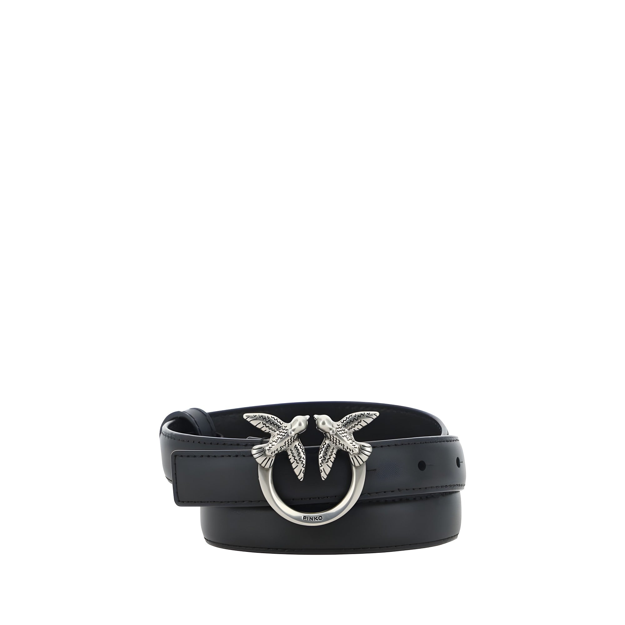 PINKO Black Calf Leather Regular Belt