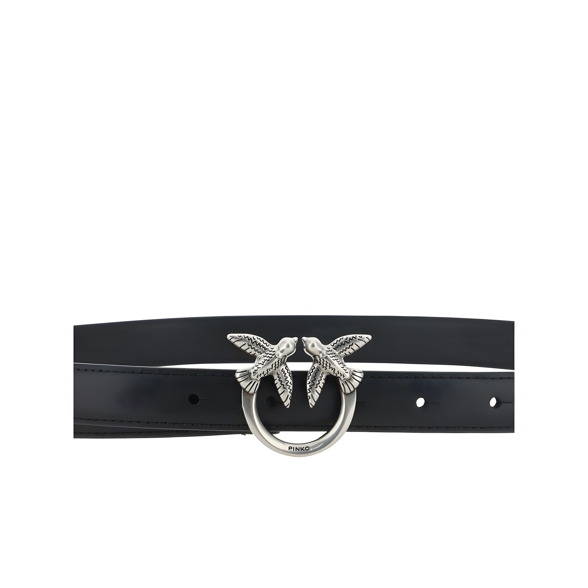 PINKO Black Calf Leather Regular Belt