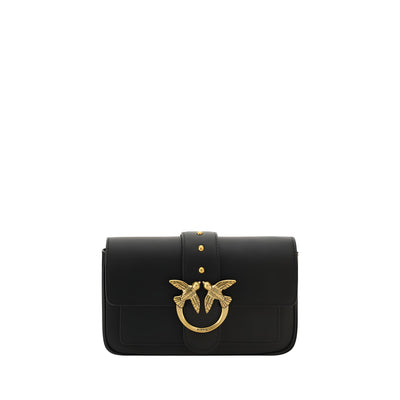 PINKO Black Calf Leather Shoulder Bag