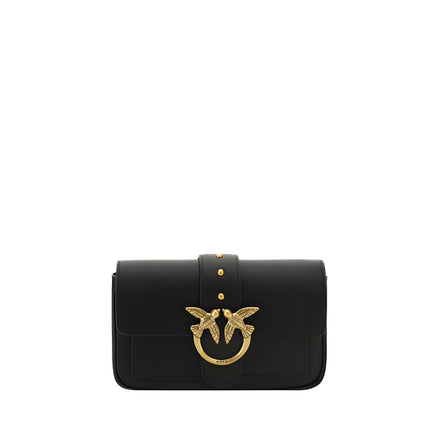 PINKO Black Calf Leather Shoulder Bag