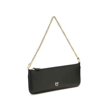 PINKO Black Calf Leather Shoulder Bag