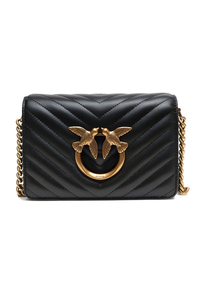 Geantă de umăr PINKO Black Love Click Mini Chevron