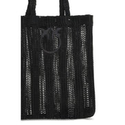 PINKO Black Easy Tote Raffia Bag