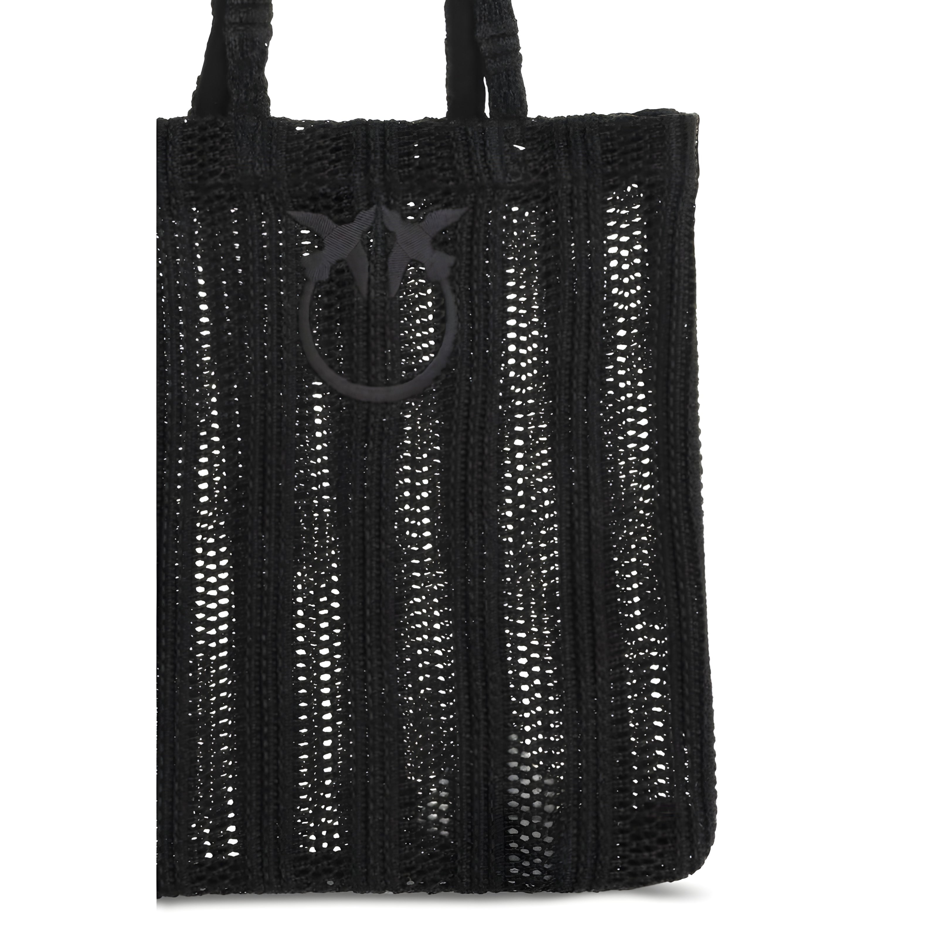 PINKO Black Easy Tote Raffia Bag