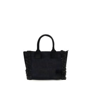 PINKO Black Beach Raffia Tote Bag