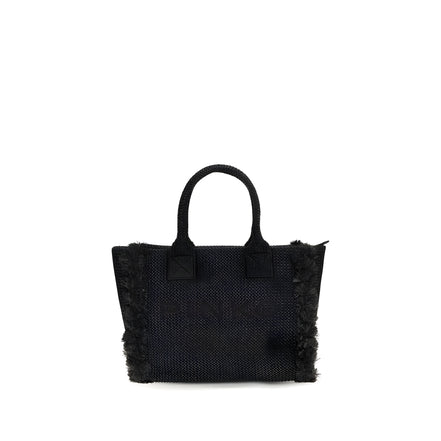 PINKO Black Beach Raffia Tote Bag