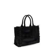 PINKO Black Beach Raffia Tote Bag