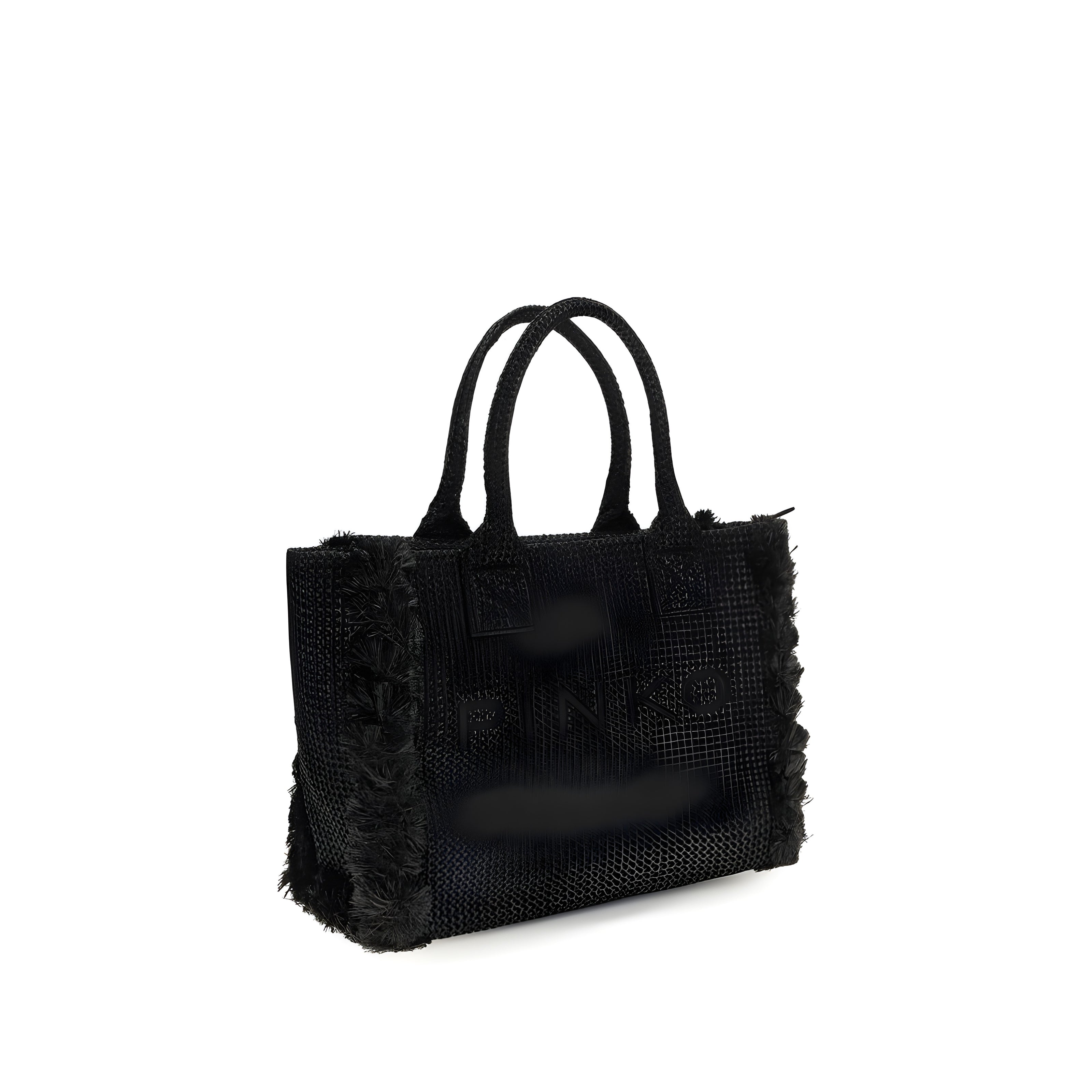 PINKO Black Beach Raffia Tote Bag