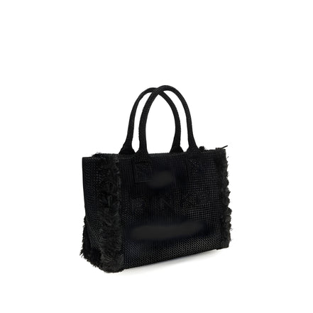 PINKO Black Beach Raffia Tote Bag