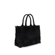 PINKO Black Beach Raffia Tote Bag