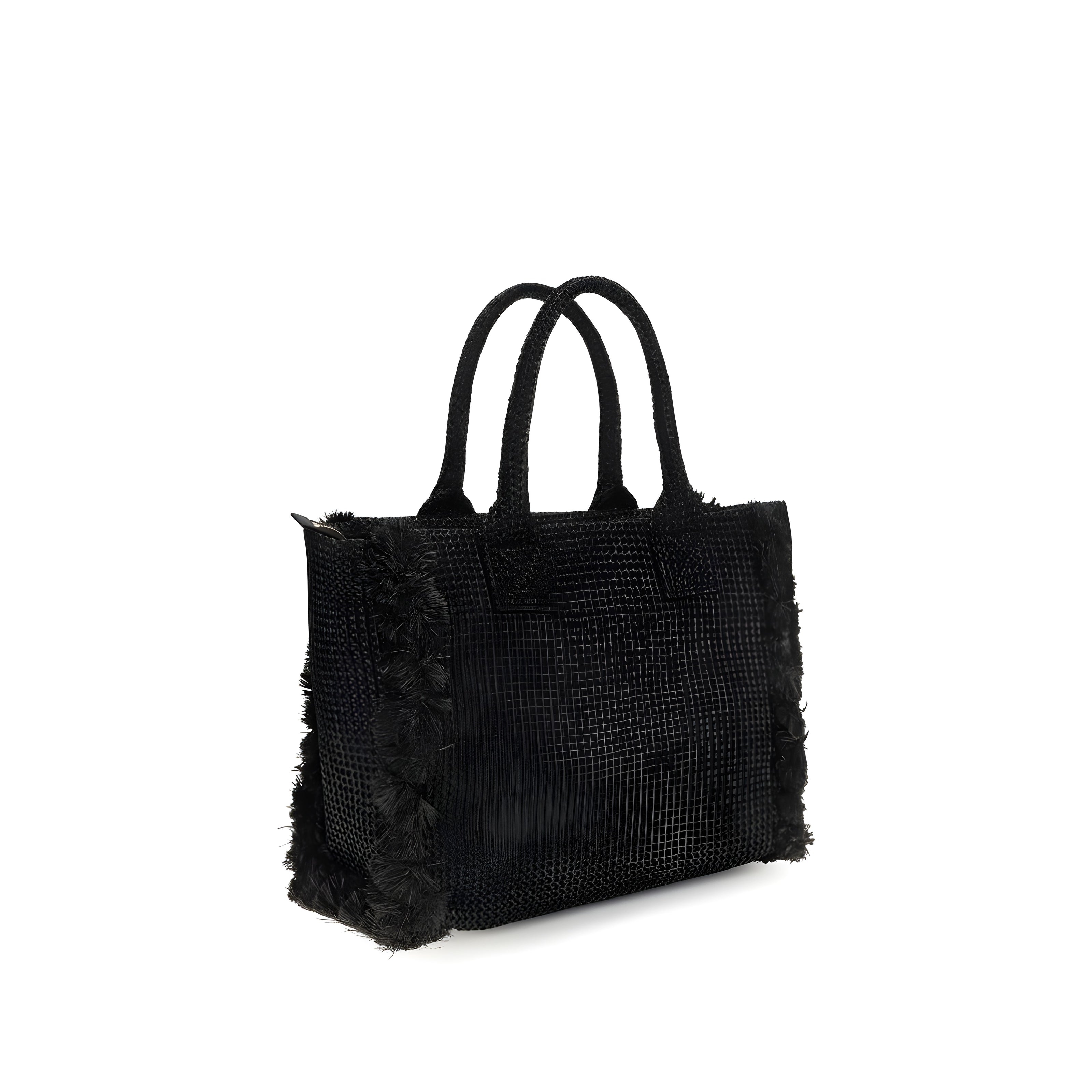 PINKO Black Beach Raffia Tote Bag