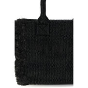 PINKO Black Beach Raffia Tote Bag