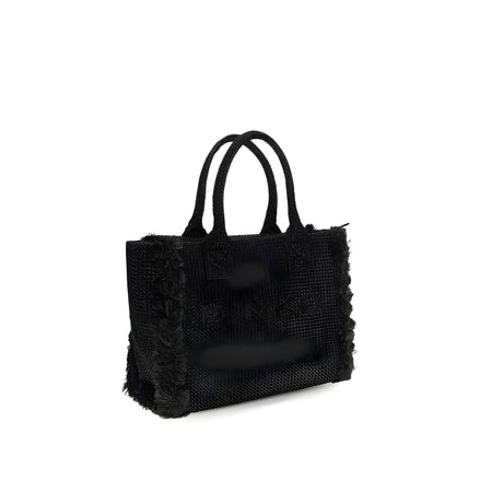 Geantă tip tote bag PINKO Black Beach din rafie