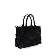 PINKO Black Beach Raffia Tote Bag