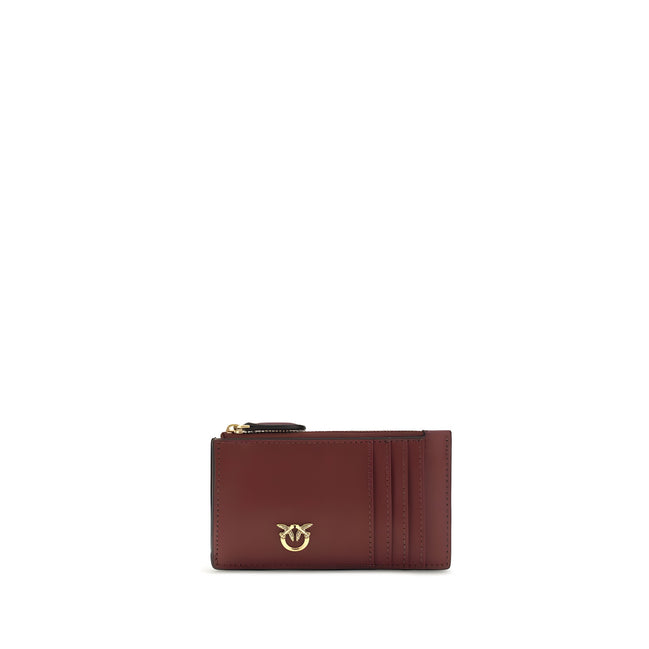 Suport pentru carduri PINKO bordo din piele