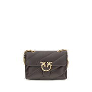 PINKO Brown Calf Leather Bos Taurus Shoulder Bag