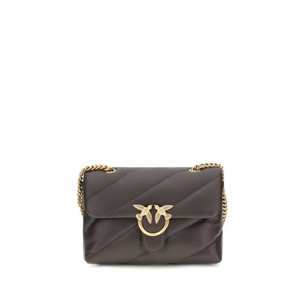 PINKO Brown Calf Leather Bos Taurus Shoulder Bag