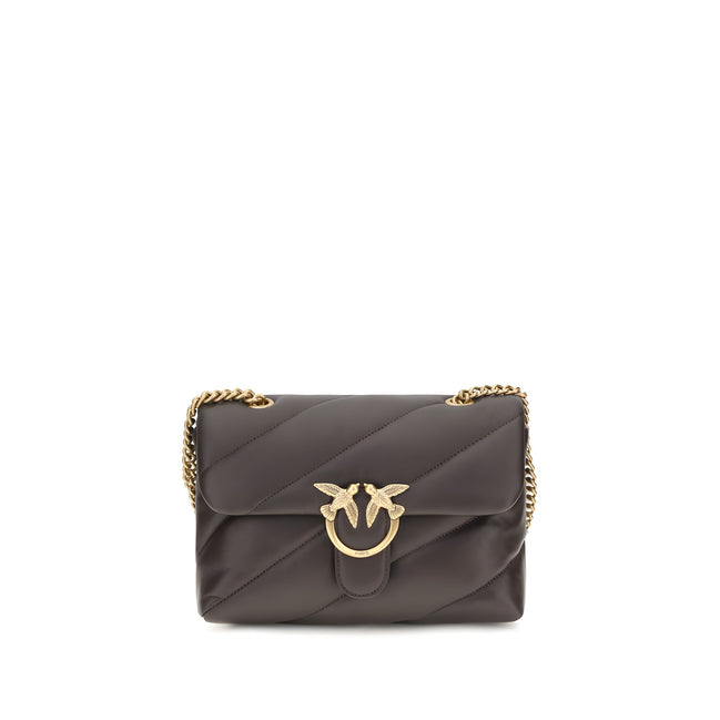 PINKO Brown Calf Leather Bos Taurus Shoulder Bag
