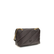 PINKO Brown Calf Leather Bos Taurus Shoulder Bag