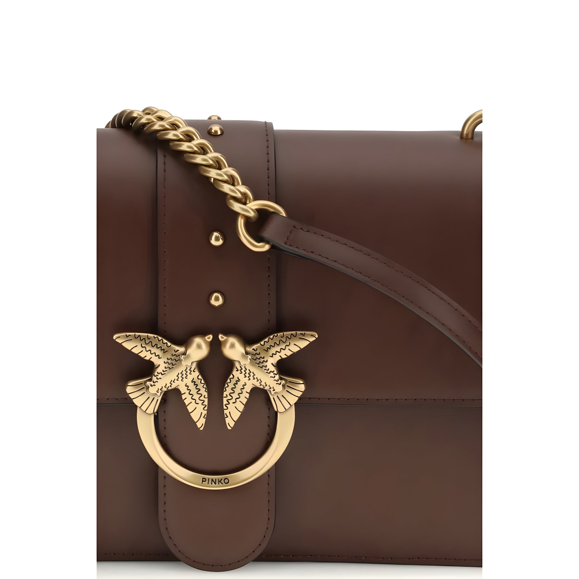 PINKO Brown Calf Leather Shoulder Bag