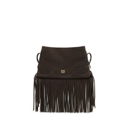 PINKO Brown Calf Leather Shoulder Bag