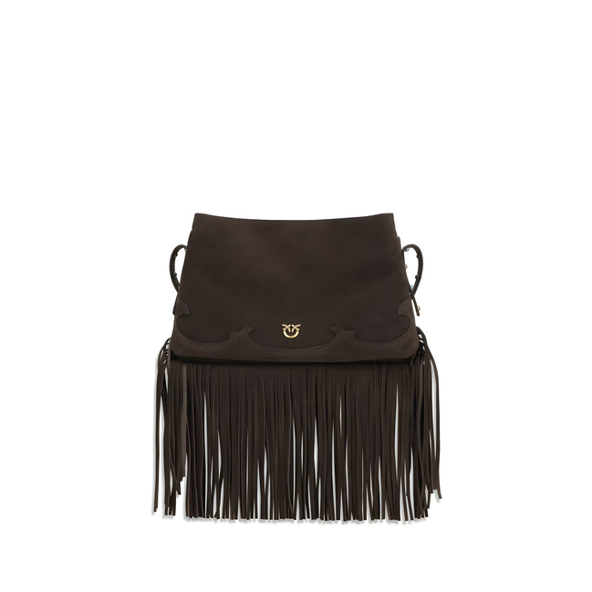 PINKO Brown Calf Leather Shoulder Bag