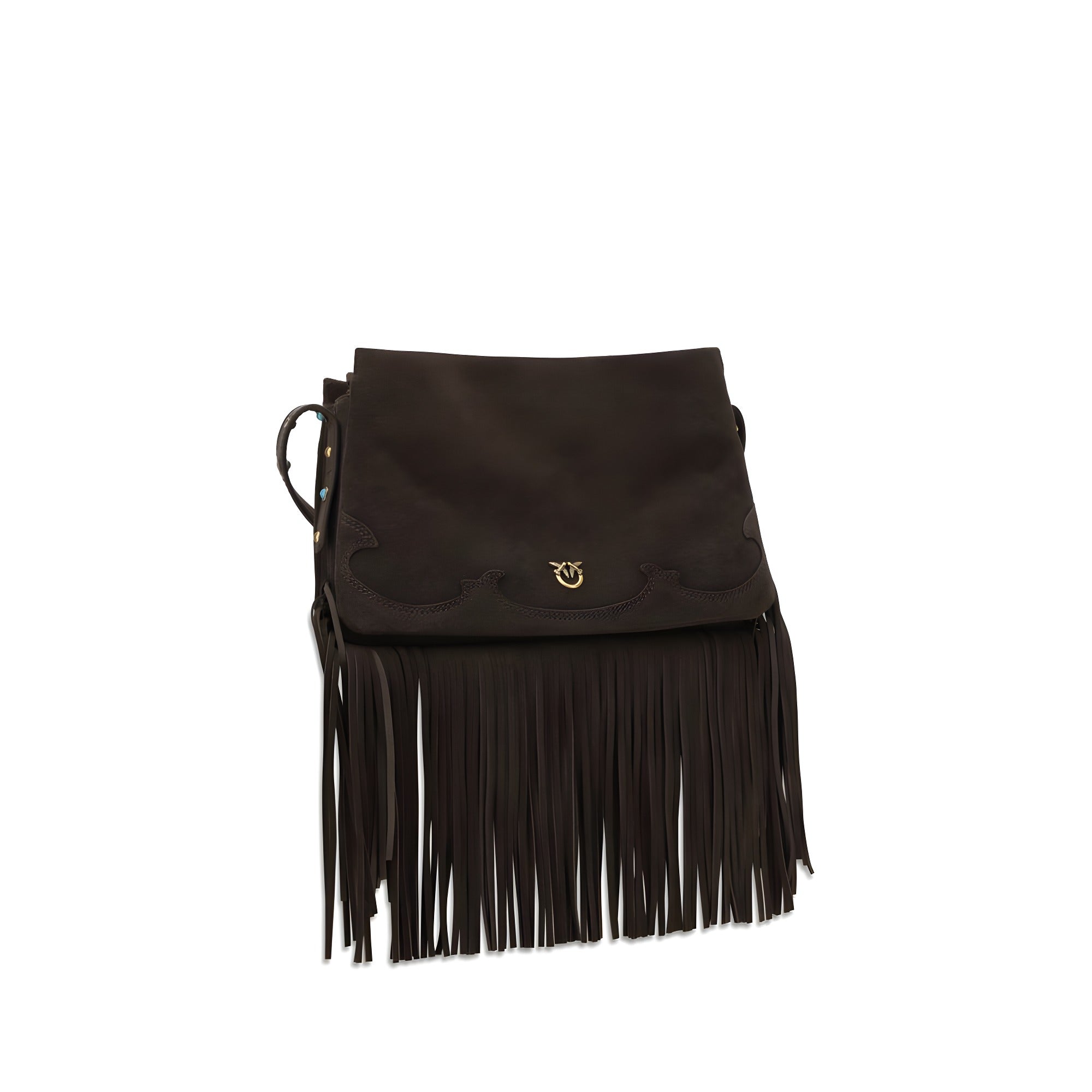 PINKO Brown Calf Leather Shoulder Bag
