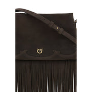 PINKO Brown Calf Leather Shoulder Bag
