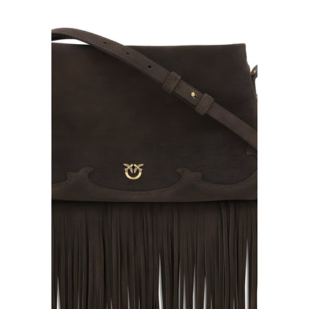 PINKO Brown Calf Leather Shoulder Bag