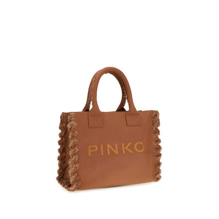 Geantă tip tote bag PINKO maro cu logo