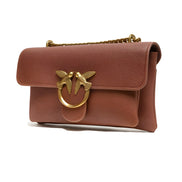 PINKO Brown Love Boucle Riga Mini Crossbody Bag
