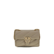 PINKO Gray Calf Leather Bos Taurus Shoulder Bag