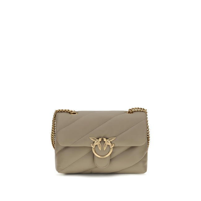 PINKO Gray Calf Leather Bos Taurus Shoulder Bag
